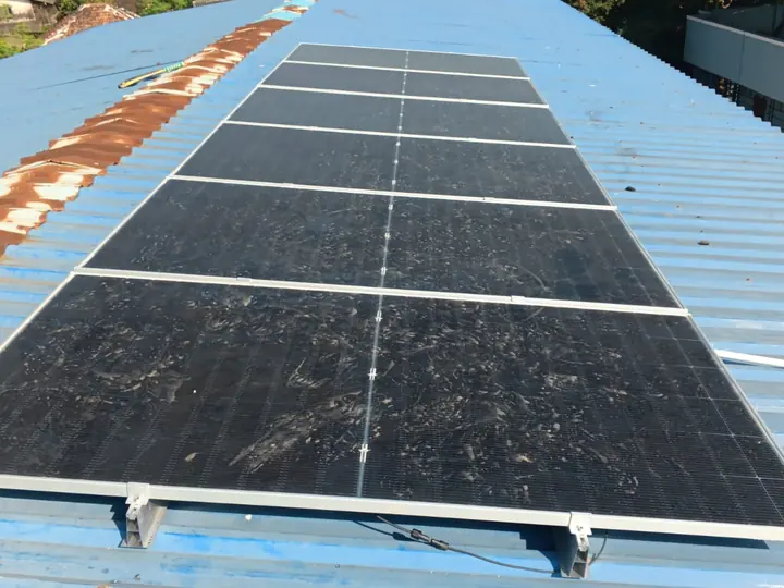 Rooftop solar energy installation at a project site